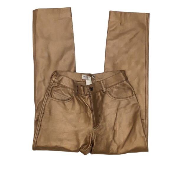 NWOT Sz 2 Vtg Genuine Leather Gold Straight Leg Jeans Pants New Old Stock - Picture 2 of 6